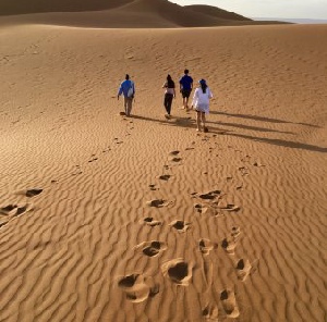 Desert trekking in Merzouga,Sahara hiking,Erg Chebbi trekking walking tours